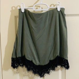 Soft Green Mini Skirt with Embroidered Edge